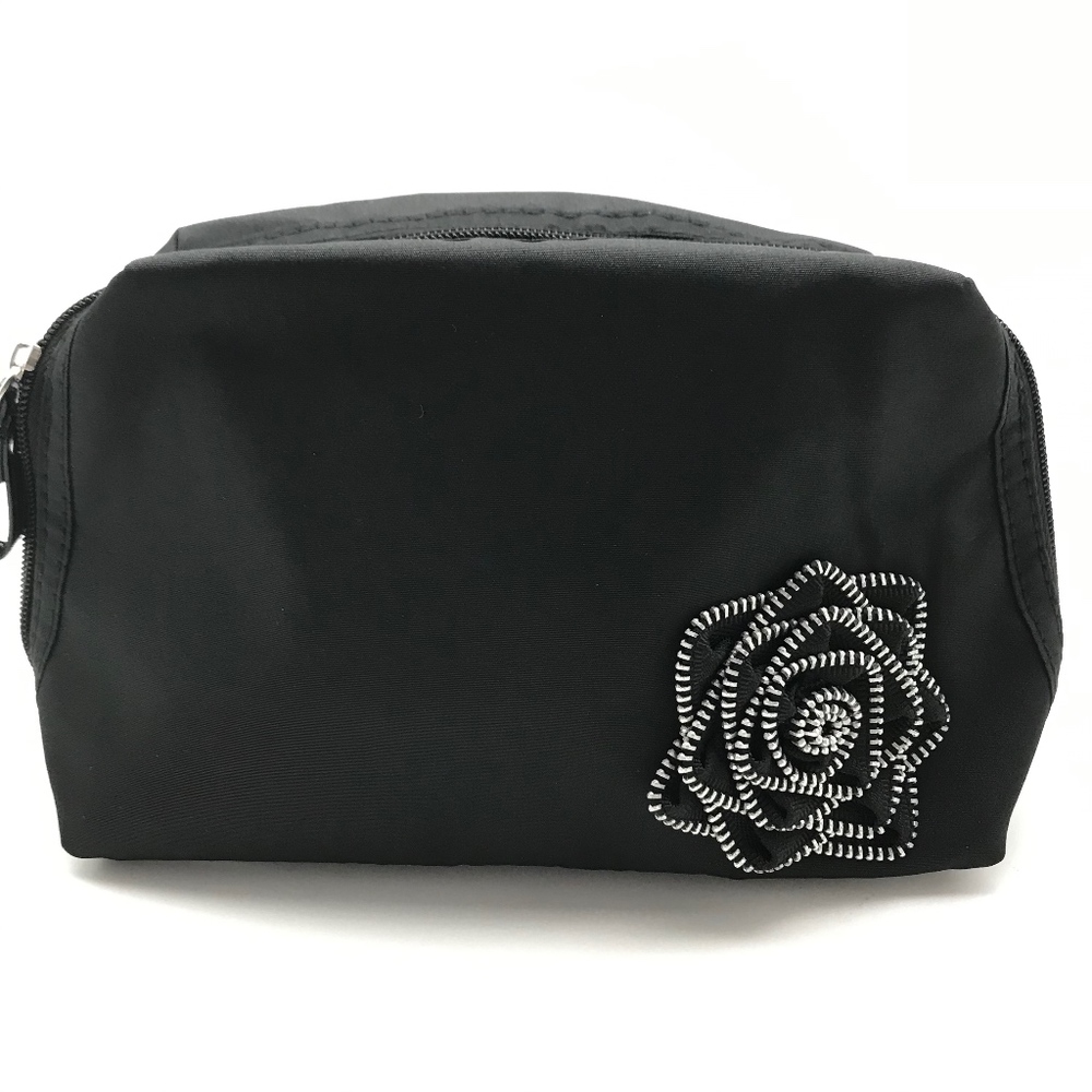 Lancôme Black & Silver Rose Cosmetic Bag - NWOT